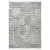 Nuloom Lea teksturirana labirijska prostirka za labirint, 4 '6', siva