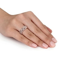 Miabella Ženska karat T.W. Dijamantni ružini zlatni bljeskalica zaslon sterling srebra s pletenim prstenom