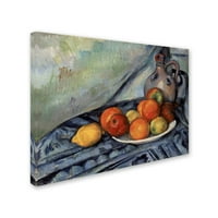 Zaštitni znak likovna umjetnost 'voće i vrč na stolu' Canvas Art by Cezanne