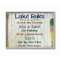 Stupell Industries Lake pravila Tekst Lakehouse Forest Outdoor Actions List Framed Wall Art Design by Kim Allen,
