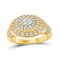 10KT žuto zlato muški okrugli dijamantni prsten klastera 1- cttw