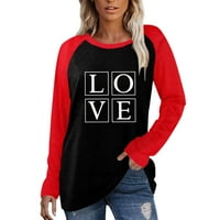 HaxMnou Womens pulover majice dugi rukavi okrugli vrat majice casual bluza tunika bluza majica valentine dan ljubavne