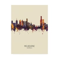 Zaštitni znak likovne umjetnosti 'Melbourne Australia Skyline Portret III' platno umjetnost Michaela Tompsetta