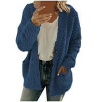 Ženski ležerni plišani džemper Plus veličine s džepovima gornja odjeća kardigan kaput na kopčanje