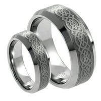 Za njega i nju Set vjenčanih prstenova od volframovog karbida s kosim keltskim čvorom
