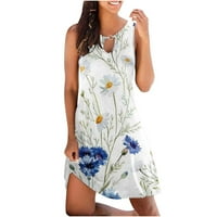 Odjeća Za plažu za žene, ležerna široka ljetna haljina s naramenicama s cvjetnim printom, otvorena haljina za