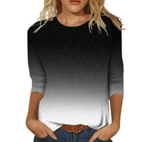 Majice za žene s grafičkim ležernim gradijentnim printom, bluza s okruglim vratom i rukavima, Ženski topovi, Modni
