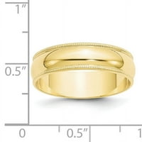 Primarno zlato, karatno žuto zlato, lagani polukružni prsten finog zrna, veličina 7