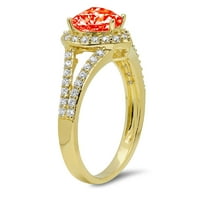 Prsten za godišnjicu zaruka od 18k žutog zlata s imitacijom crvenog dijamanta u obliku srca od 1,49 karata, veličine