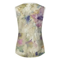 Čipkasti vrhovi bez rukava Bez ramena Za Žene Ležerne elegantne bluze s cvjetnim printom opremljena plisirana