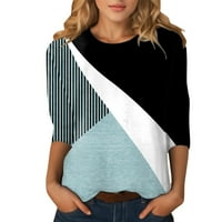 Geometrija tiskane ženske majice vrhovi tri četvrtine rukava vitki slatki vrhovi casua labavi posada vrata pola