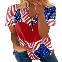 SANVIGLOR Žene majice majice američke zastave v Neck Summer Tops Bohemian Tee Holiday Pulover Style H XL