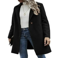 ; / Ženski kaputi, kardigan, vanjska odjeća, ležerna jakna, ženski široki zimski topli kaput, crni;