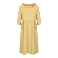 Casual haljina bavi se čišćenjem ženskog proljeća i jesenske solidne boje gljiva s tri četvrtine ruba ruba okruglog