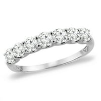 14K bijelog zlata originalni dijamant 7-kamena zajednički zaručnički prsten 0. CTTW., Veličina 8.5