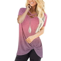 Ženski topovi Plus size majica kratkih rukava s printom Bluza labavi vrhovi u ljubičastoj boji 4