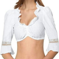 Luxplum Ladies majice kratki rukavi bluza Bavarian Crop Tops casual tunična košulja odmor srednjih rukava bijeli