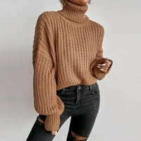 Ženska jesenska prevelika dolčevita s dugim rukavima šišmiš tunika s prorezom na dnu pulover džemper Pleteni vrhovi