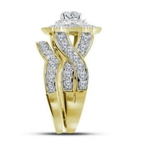 Set vjenčanih prstenova za mladence s okruglim dijamantom od 14 karata u žutom zlatu