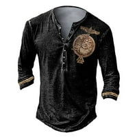 Odjeća za muškarce Muška modna majica s vezom s uzorkom dugih rukava u smeđoj boji