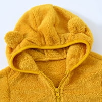 Zimski kaput od flisa za dječake i djevojčice, ležerna jednobojna majica sa slatkim medvjeđim ušima, topla udobna