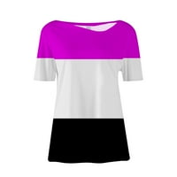 Ženski vrhovi ženski modni ležerni temperament s V-izrezom labavi geometrijski print majica s kratkim rukavima