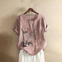 Sunhillsgrace majice za žene ljeto casual okrugli vrat cvijet kratkih rukava cvjetni print labava košulja vrhova
