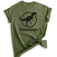 Majica bakeurus, unise ženska majica, majica bake, majica bake, košulja dinosaura, heather vojna zelena, mala