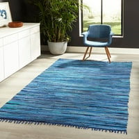 Rugs.com tepih iz kolekcije od 5 ' 8 ' tamnoplavi tepih s ravnim tkanjem savršen je za dnevne sobe, velike blagovaonice,