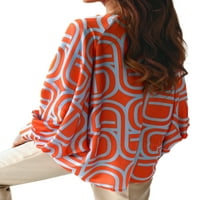 Ženski vrhovi s geometrijskim tiskom u donjem rublju, ležerni pulover s okruglim vratom, ležerna majica s rukavom