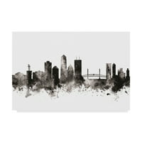 Zaštitni znak likovne umjetnosti 'Jacksonville Florida Skyline Black White' platno umjetnost Michaela Tompsetta