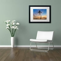 Zaštitni znak likovna umjetnost 'Sunset Palm Tree' platno Umjetnost Pierre Leclerc, White Matte, crni okvir