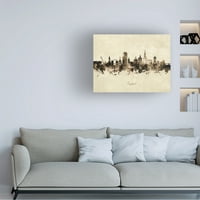 Michael Tompsett 'Rostock Njemačka Skyline Vintage' Canvas Art