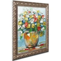 Zaštitni znak likovna umjetnost proljetni cvjetovi u vazi 3 platno umjetnost hai oelia, zlatni ukrašeni okvir