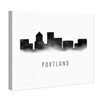 Wynwood Studio Cities and Skylines Wall Art Canvas Otisci Portland akvarel gradovi Sjedinjenih Država - Crni,