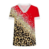 Ljetni topovi za žene, modne majice u boji S izrezom i kratkim rukavima, široka bluza od finog pamuka, crvena,u