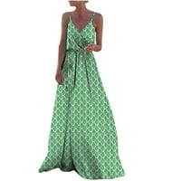 Ženska haljina Bez rukava u veličini Plus, ljetna modna ležerna slip haljina s izrezom i printom u obliku slova