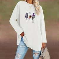 Novi Ženski vrhovi na A-listi, široka majica s modnim printom, bluza s dugim rukavima s okruglim vratom, ležerni