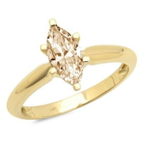 zaručnički prsten od žutog moissanita rezanog markiza 1K u žutom zlatu 18K, veličina 10,5