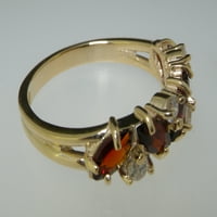 Ženski prsten od 14 karatnog žutog zlata britanske proizvodnje s prirodnim granatom i kubičnim cirkonijem - opcije