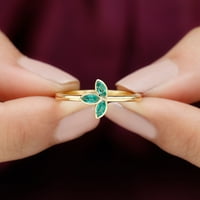 Zaručnički prsten od smaragdne latice Markiza 0K, 14k žuto zlato, 5,00 USD
