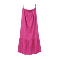 Ženska haljina za plažu, Špageti sarafan, jednobojna haljina s naramenicama bez rukava, ružičasta 5 inča