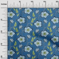 Plava Tkanina Od poliestera i likre s lišćem i cvijećem, materijal za šivanje s cvjetnim printom, tkanina širine