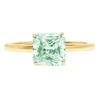 14-karatni žuti zlatni prsten s imitacijom zelenog dijamanta asssher Cut 2-karatni, 2-karatni dijamantni prsten