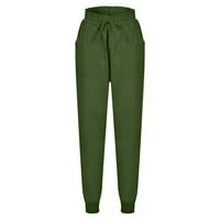 Ženske obične Ležerne hlače s džepom na čipku, zelene u-ish