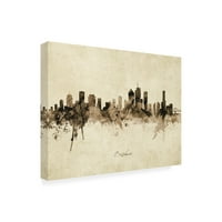 Michael Tompsett 'Brisbane Australia Skyline Vintage' Canvas Art