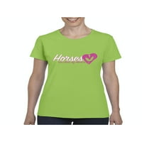 Uobičajeno je dosadno-Ženska majica kratkih rukava, do veličine 3 inča - majice za žene konji su mi srce