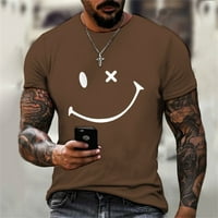 JHPKJNEW Modentni ljetni moda Čvrsta boja Muškarci Žene Modeli Majica Jednostavna 3D smiješna Smiley Face Print