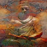 Buda u kamenu-zidna umjetnost na platnu ili tisku