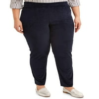 Ženske rastezljive baršunaste hlače s džepovima Plus veličine a, dostupne u redovnim i sitnim duljinama